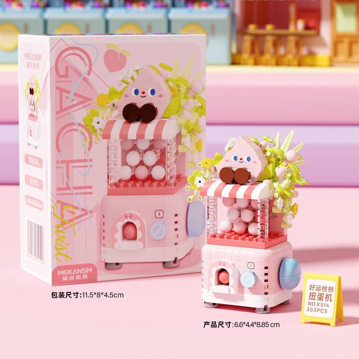 Peach Gachapon Machine — Mini Building Blocks (353 pcs)